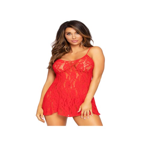 Nuisette 8717 Dentelle Roses Rouge