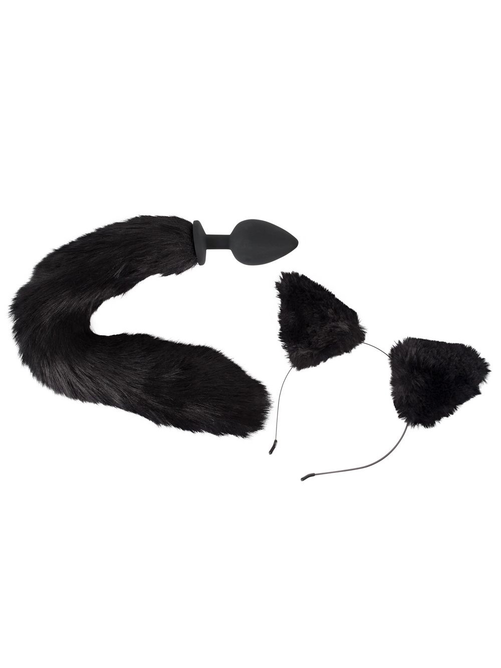 Cofanetto Plug Anale Coda Felino Nero e Cerchietto Gatto