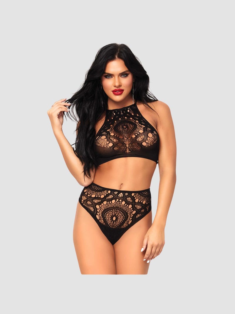 Ensemble 2 Pièces Dentelle Effet Crochet