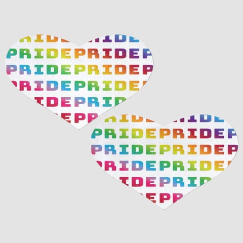 Caches-Tétons Love Coeur Blanc Rainbow Pride
