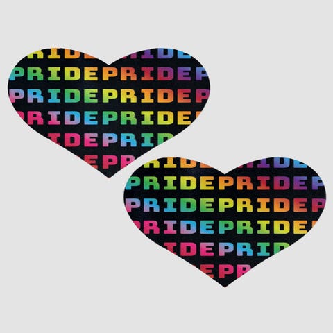 Caches-Seins Love Coeur Noir Rainbow Pride