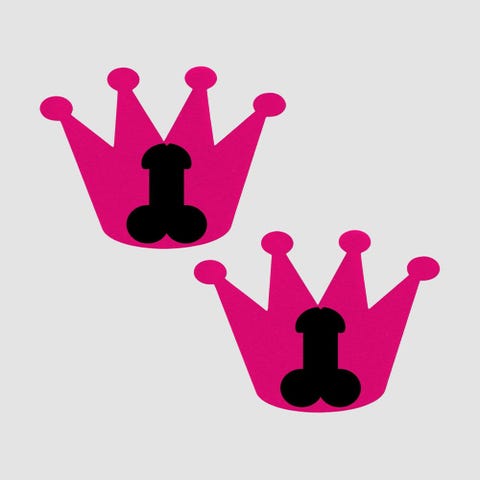 Caches-Seins Couronne Rose avec Pénis Noir