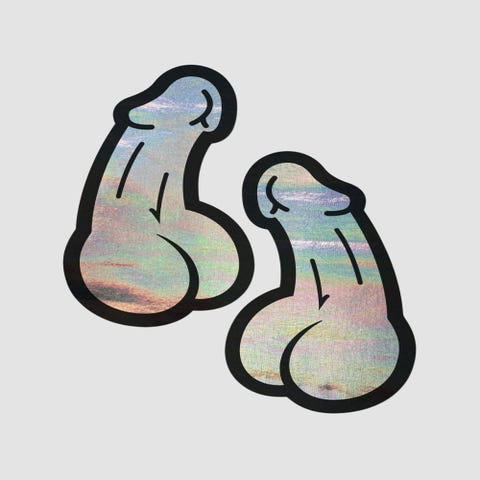 Autocollants Pénis Holographique Argent