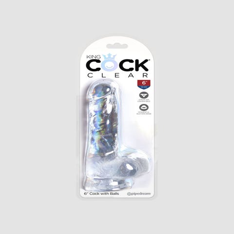 Dildo avec Testicules 15,2 cm King Cock Clear