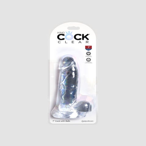 Dildo avec Testicules 17,8 cm King Cock Clear