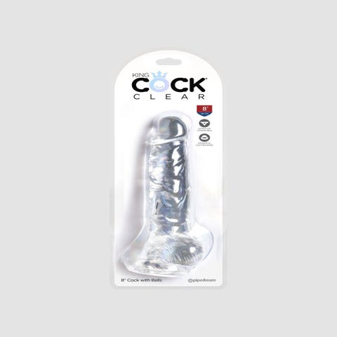 Dildo avec Testicules 20,3 cm King Cock Clear