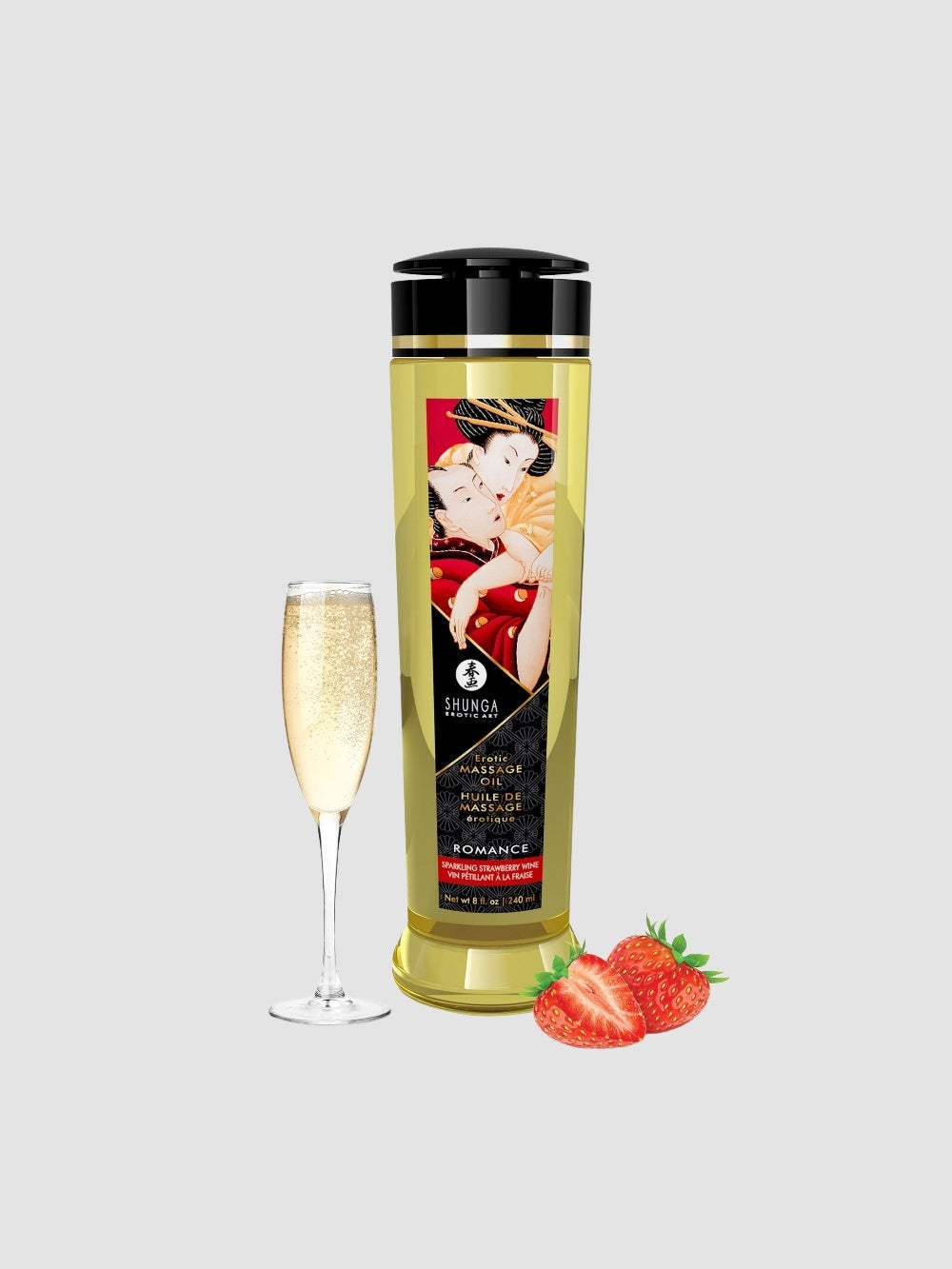 Shunga Unisex Huile De Massage Romance Vin Pétillant À La Fraise - Image 4