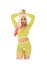 Ensemble 81608 Crop Top & Cycliste Résille Jaune Fluo