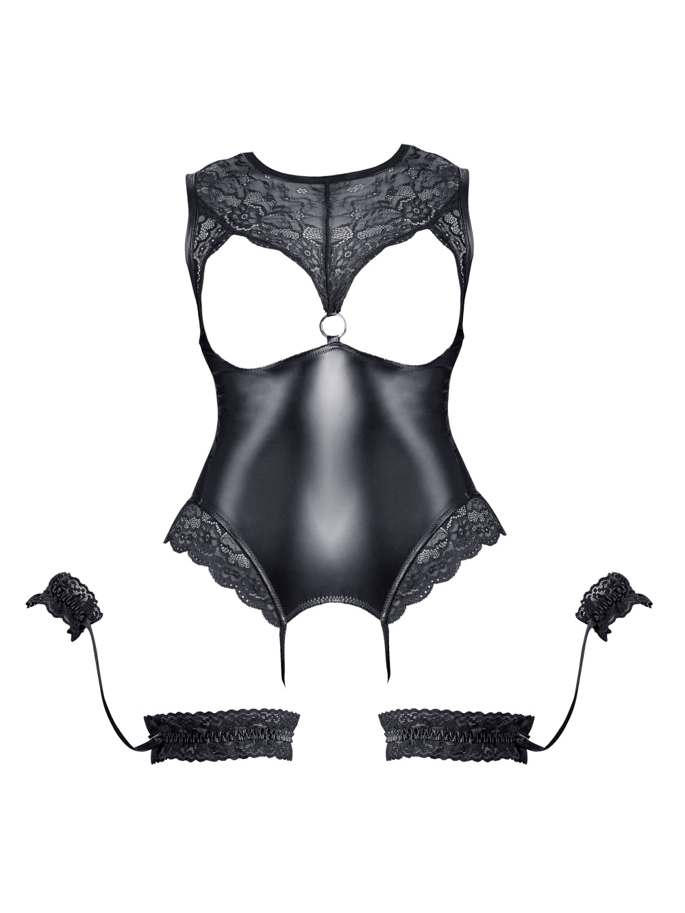 Body Ouvert avec Jarretelles Menottes