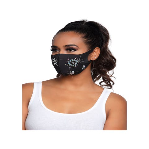 Masque de Protection Noir & Fleurs De Strass