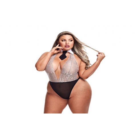 Costume Étudiante Sexy avec Cravate Dentelle Noir & Gris GT