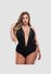 Body Ouvert Col V Satin Noir GT