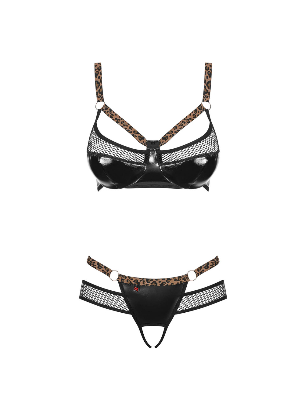 Ensemble 2 Pièces Ouvert Electricia Noir & Léopard