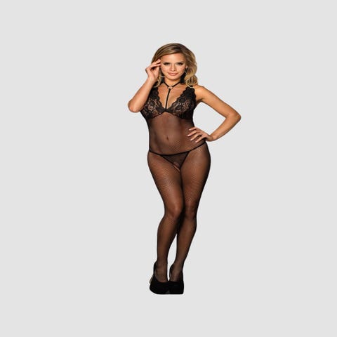 Combinaison Résille & Dentelle Noire 