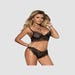 Ensemble 2 Pièces Dentelle Florale Noir