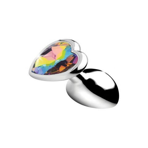 Plug Anal Métal Bijou Rainbow Prism Heart Small 