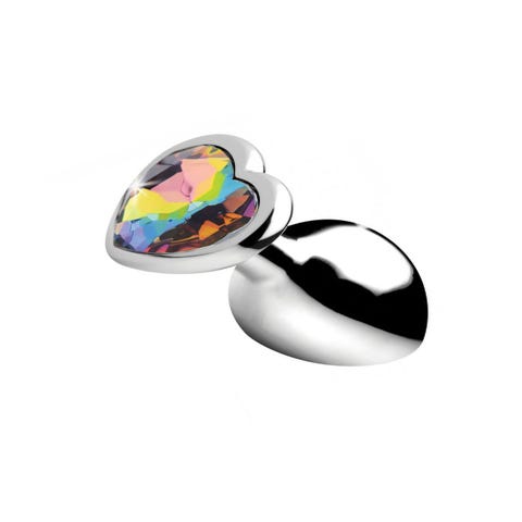 Plug Anal Métal Bijou Rainbow Prism Heart Medium