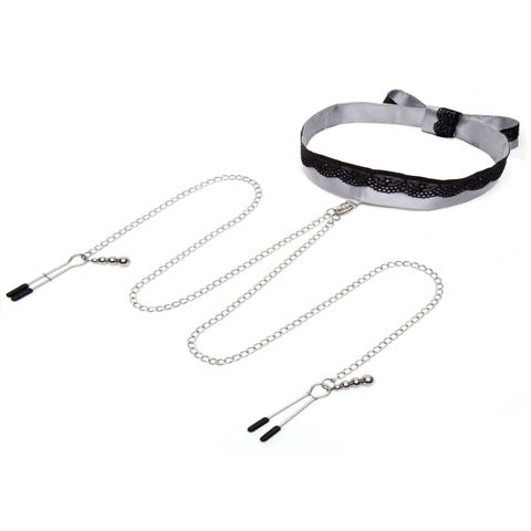 Collier avec Pinces à Tétons Dentelle & Satin Play Nice