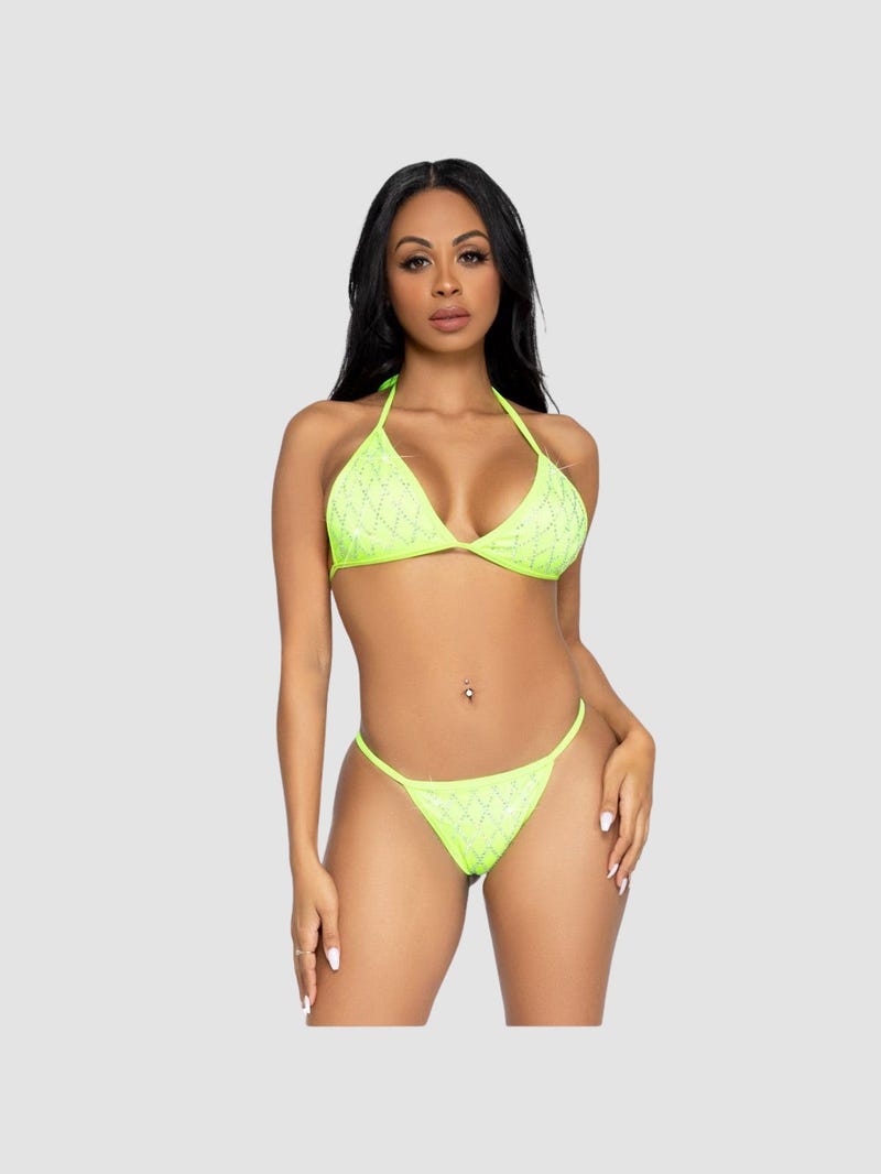 Bikini 2 Pièces 81638 Strass en Diamant Jaune