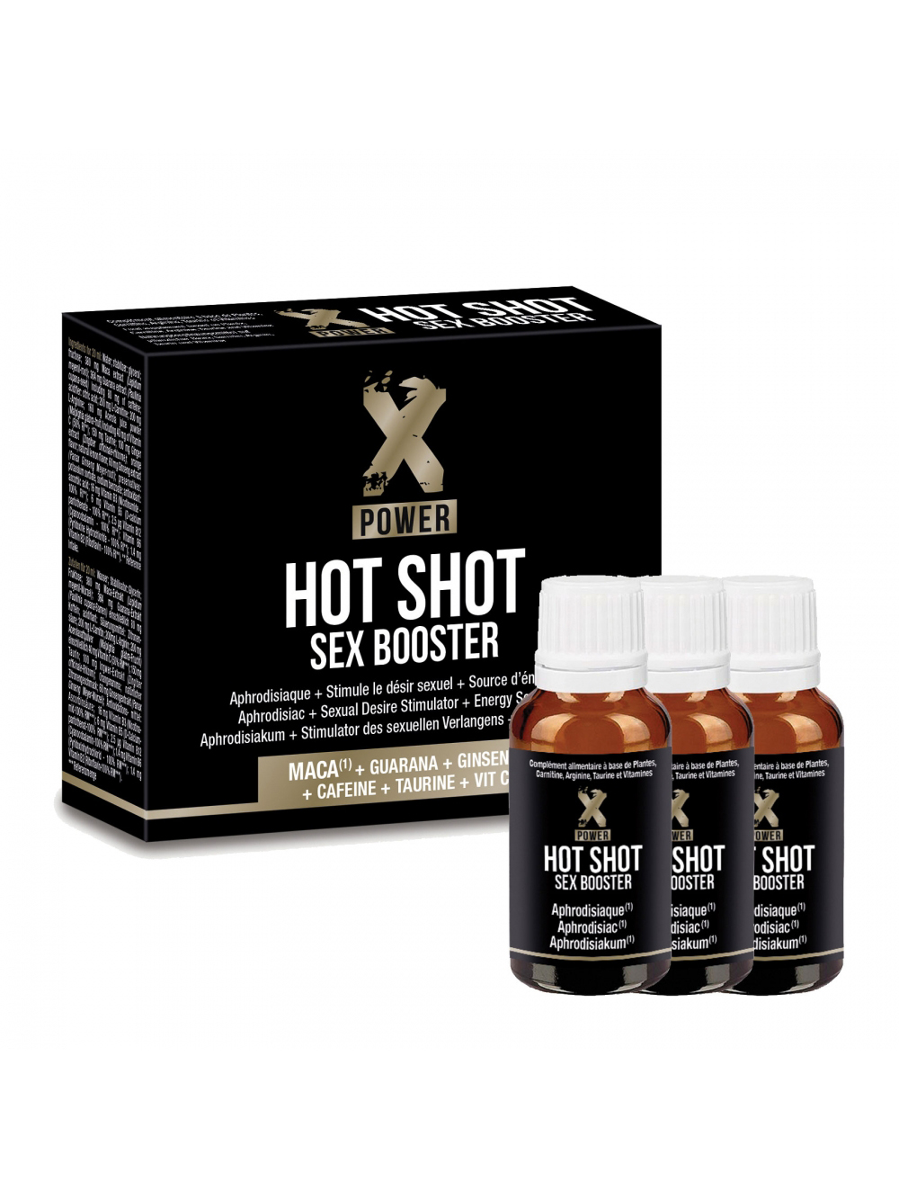 Pack de 3 Shots Aphrodisiaques Hot Shot Sex Booster