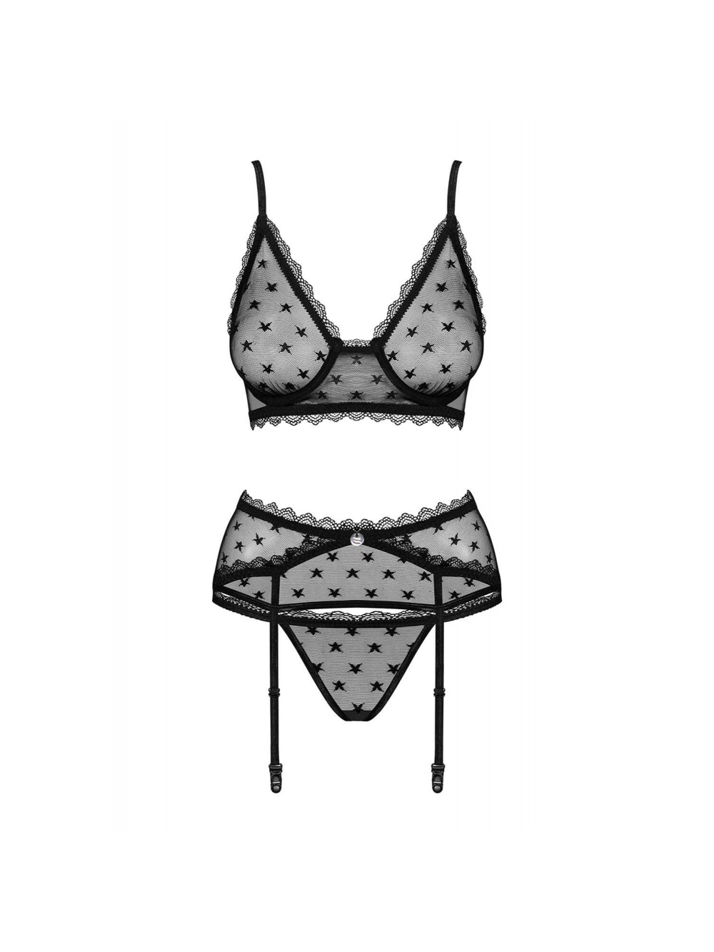 Completino 3 Pezzi in Pizzo Astralya Nero