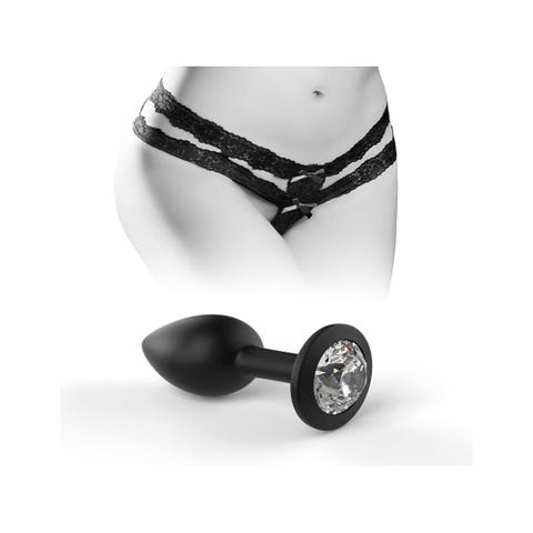 Culotte & Plug Anal Bijou Secret Gem Noir Hookup Panties