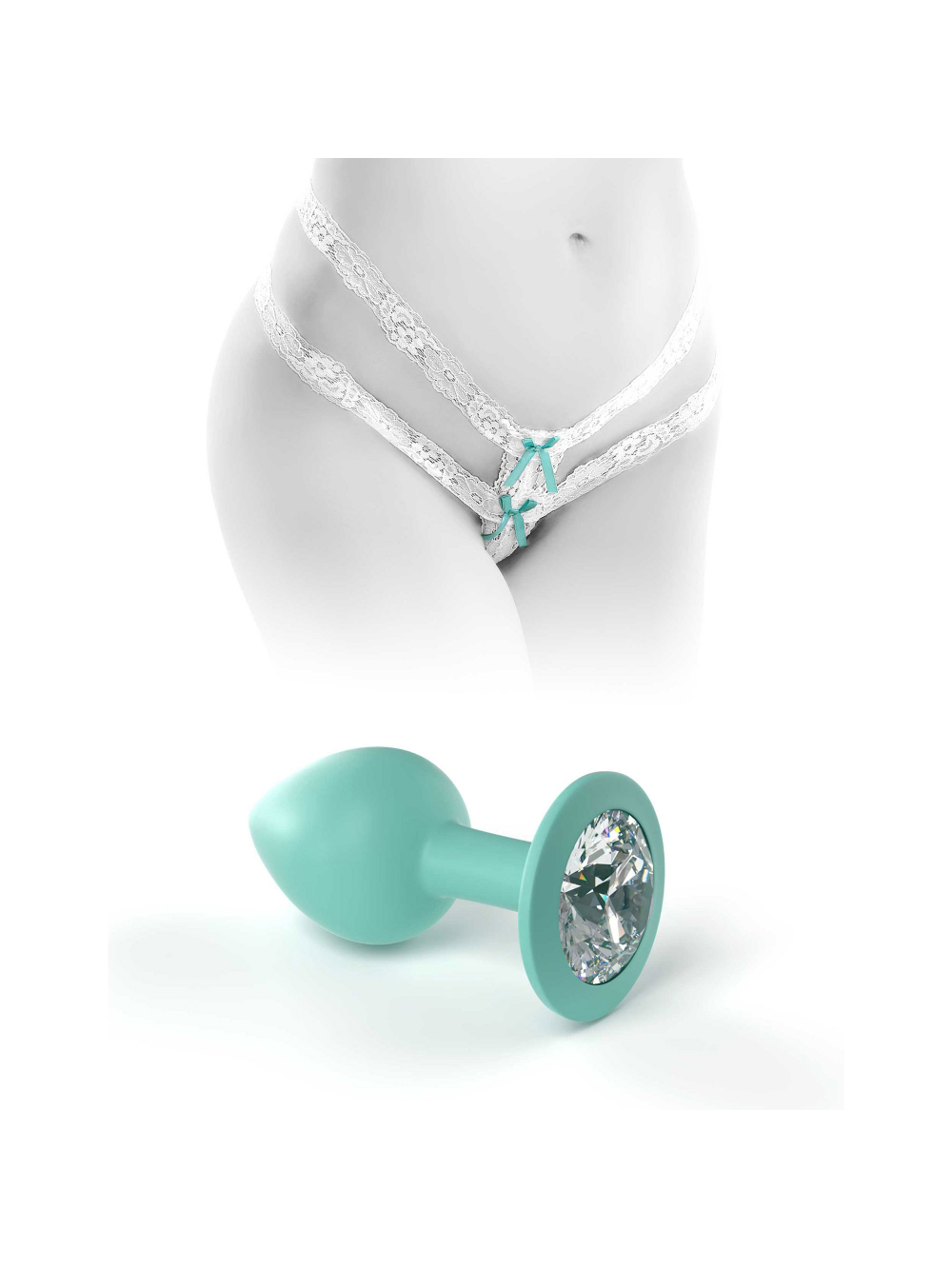 Culotte & Plug Bijou Anal Diamond Blanc Hookup Panties main product photo