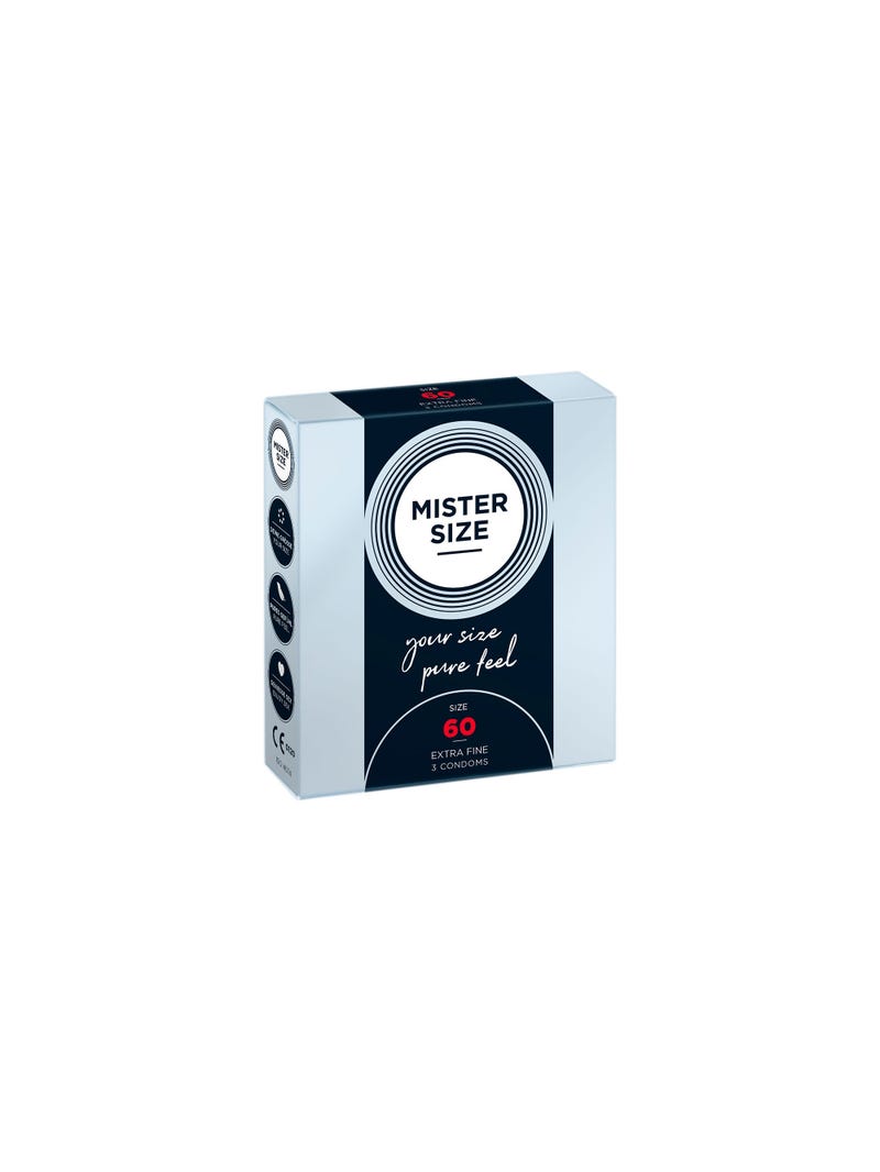 Préservatifs Pure Feel 60 mm Mister Size Boîte de 3 main product photo