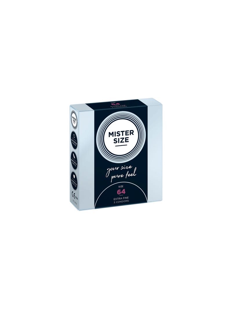 Préservatifs Pure Feel 64 mm Mister Size Boîte de 3 main product photo
