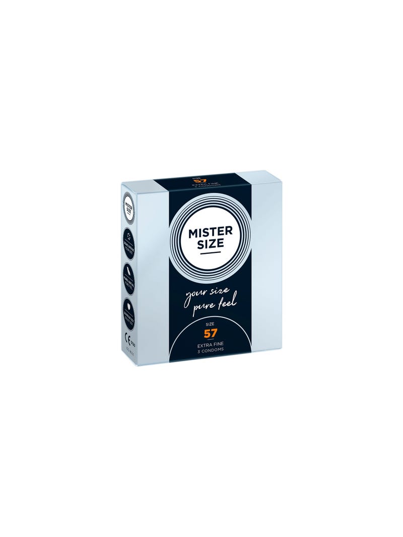Préservatifs Pure Feel 57 mm Mister Size Boîte de 3 main product photo