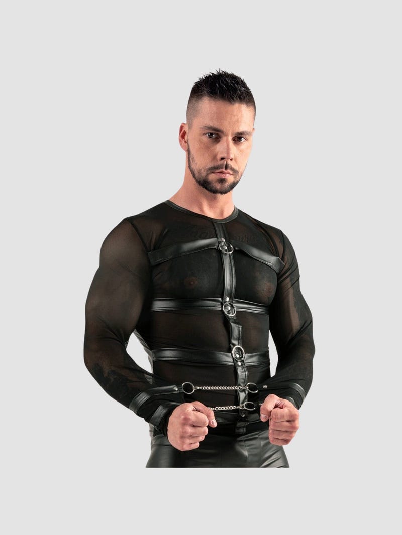 Haut Manches Longues Harnais & Menottes Noir