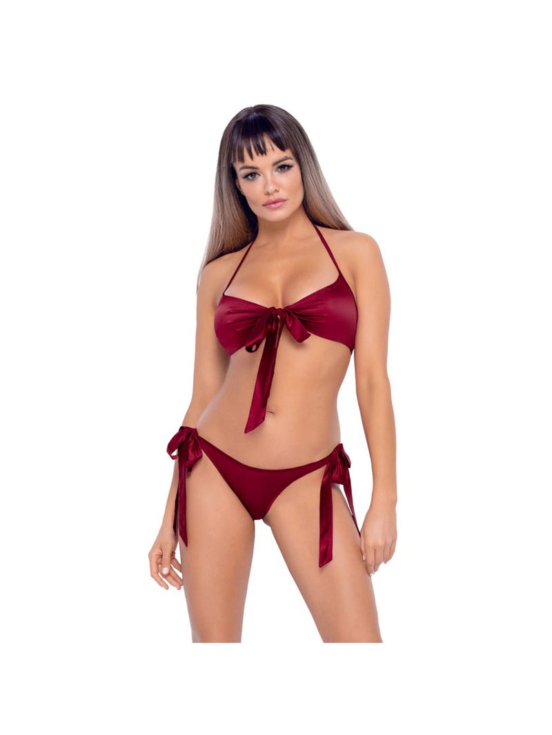 Maillot de Bain 2 Pièces Satiné Bordeaux main product photo