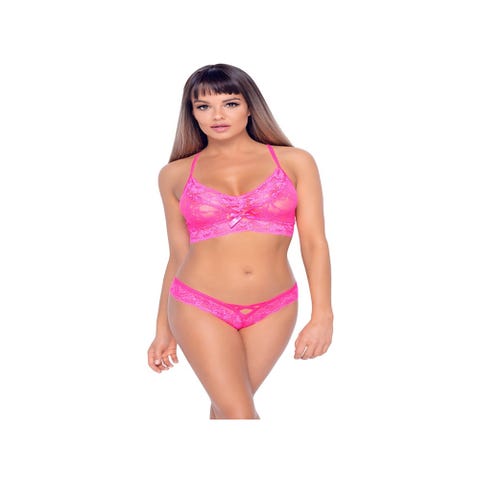 Ensemble 2 Pièces Brassière Dentelle Rose