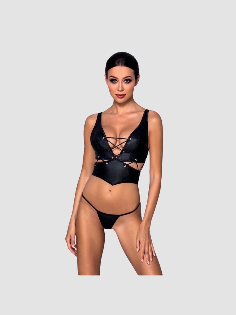 Ensemble 2 Pièces Francesca Leather Collection Noir