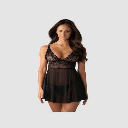 RSLOVE Camicia Da Notte In Pizzo Donna – Babydoll Sensuale Con Spacco Laterale – Lingerie Elegante