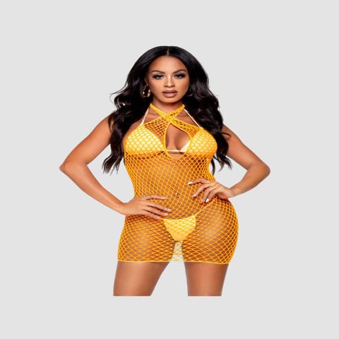 Robe mini 86130 résille orange