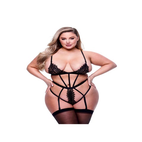 Body lanières & dentelle cils noir GT