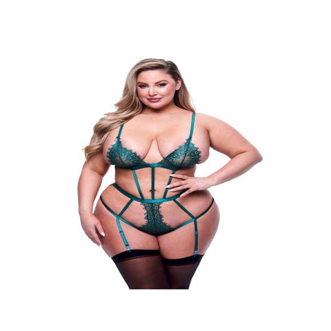 Body lanières & dentelle cils vert GT