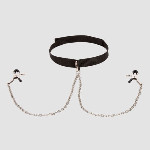 Collier Large BDSM Avec Anneau Central - Marque Fetish Tentation - Noir Unisexe Réglable