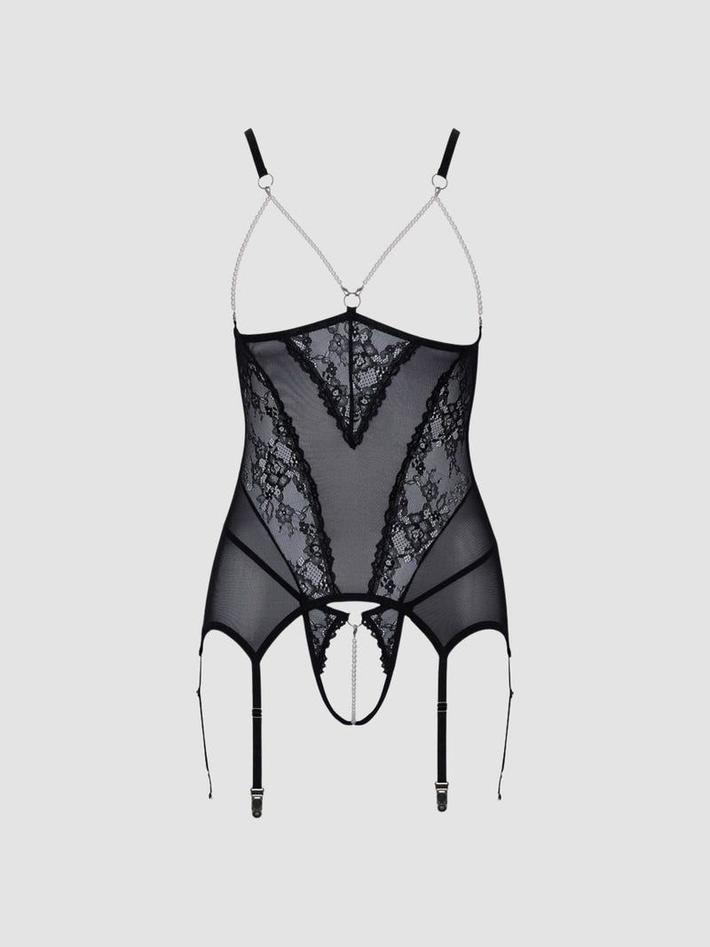 Guêpière 2 pièces corset ouvert noir