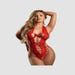 Body ouvert noeud & dentelle rouge