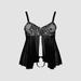 Nuisette babydoll motif floral noir