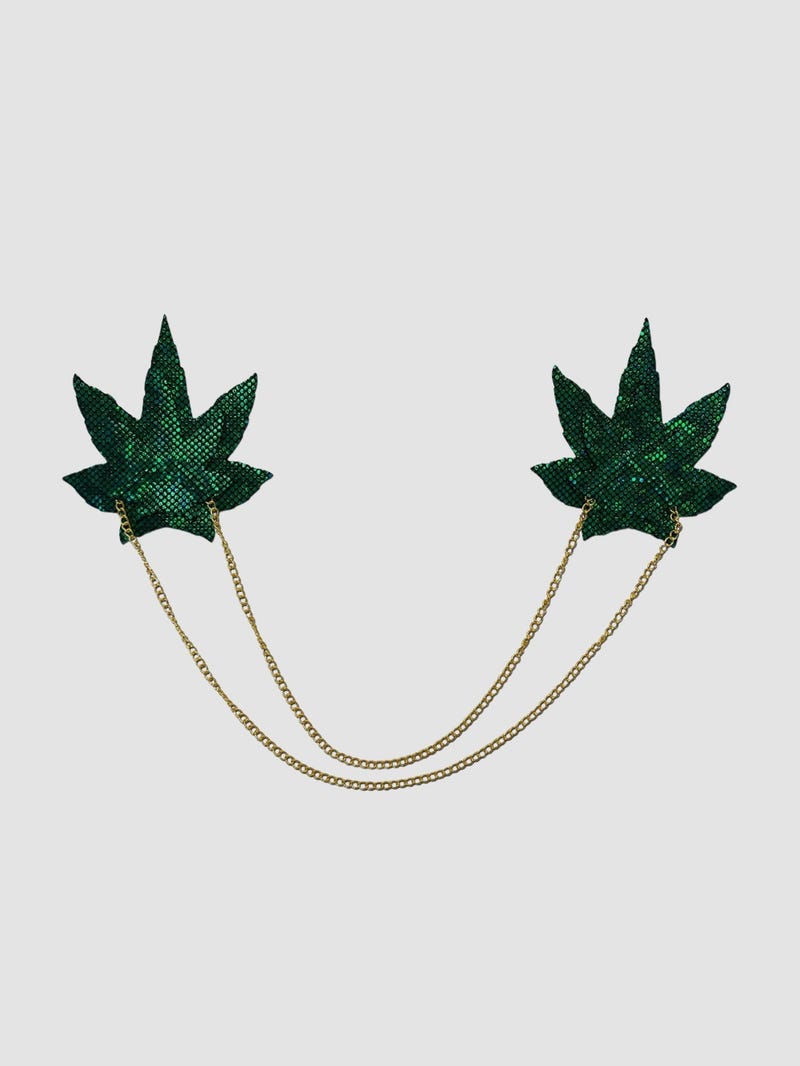 Cache-tétons chaîne Green Weed