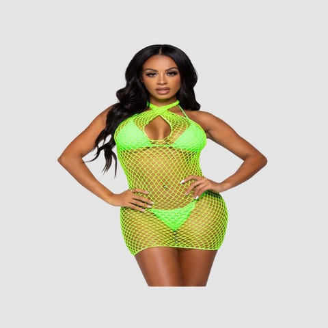 Robe mini 86130 résille vert