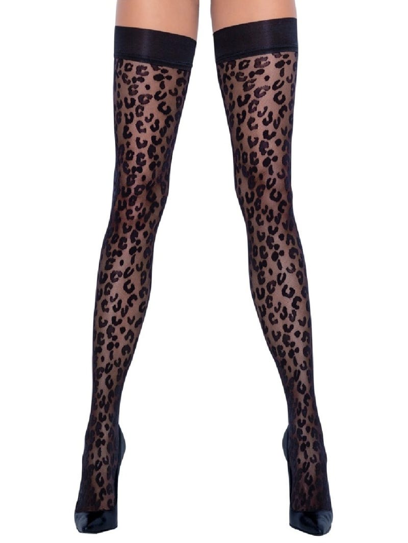 Bas Autofixants Imprimé Léopard