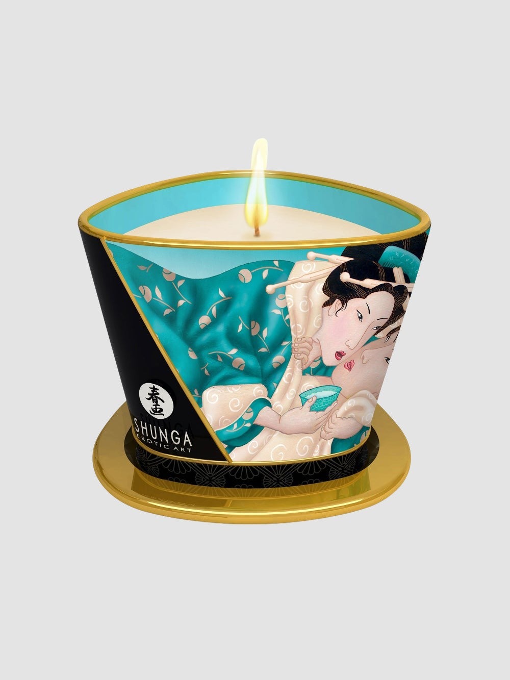 Shunga Rose/Vert Chandelle De Massage Fleurs Des Îles