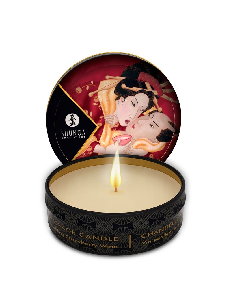 Mini Chandelle de Massage Vin Pétillant Fraise main product photo