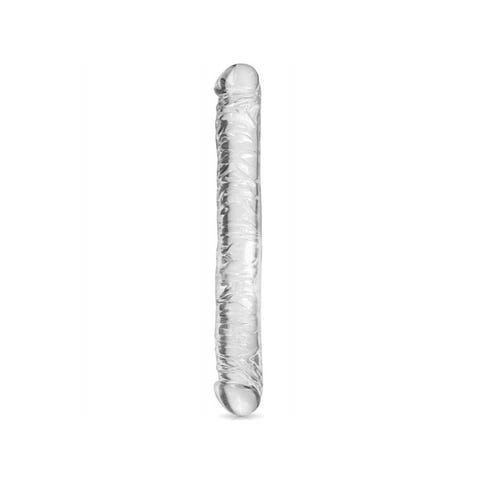 Double Dong 34 cm Cristal Veiné Transparent