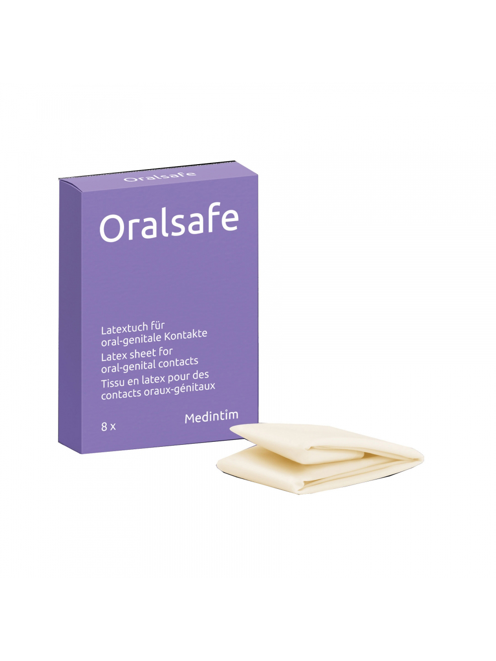 Digues Dentaires Latex OralSafe Vanille Boîte de 8 main product photo