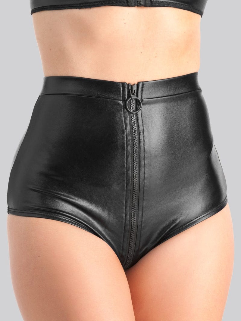 Culotte Ouverte à Zip Fierce Wetlook Noir main product photo
